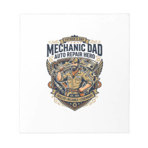 Vatertag Mechaniker Vater Shirt Lustiges Arbeitend Notizblock