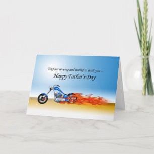 Vatertag mit einem flammenden Motorrad Karte