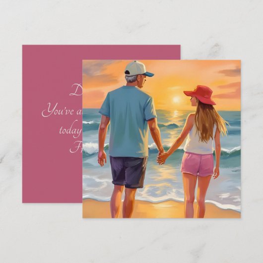 Vatertag mit Tochter am Strand Feiertagskarte (Vorne/Hinten)