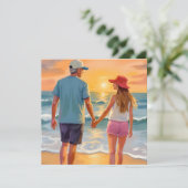 Vatertag mit Tochter am Strand Feiertagskarte (Stehend Vorderseite)