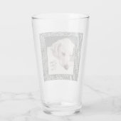 Vatertag Niedlicher Welpenhund Schnee Winter Glas (Rückseite)