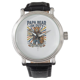 Vatertag Papa Bär Im Dienst Shirt Lustiges Tier Da Armbanduhr