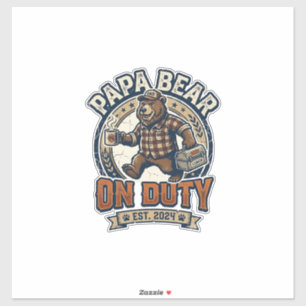 Vatertag Papa Bär Im Dienst Shirt Lustiges Tier Da Aufkleber