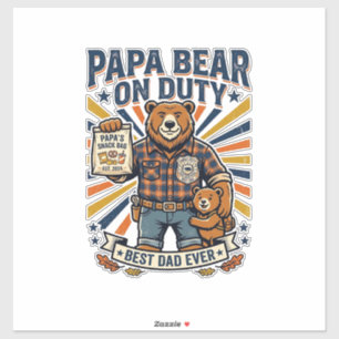 Vatertag Papa Bär Im Dienst Shirt Lustiges Tier Da Aufkleber