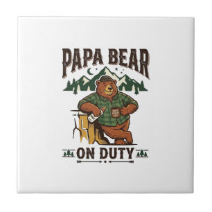 Vatertag Papa Bär Im Dienst Shirt Lustiges Tier Da Fliese