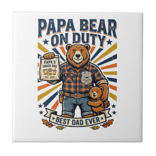 Vatertag Papa Bär Im Dienst Shirt Lustiges Tier Da Fliese