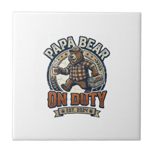 Vatertag Papa Bär Im Dienst Shirt Lustiges Tier Da Fliese