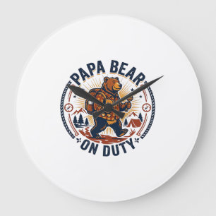 Vatertag Papa Bär Im Dienst Shirt Lustiges Tier Da Große Wanduhr