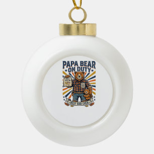 Vatertag Papa Bär Im Dienst Shirt Lustiges Tier Da Keramik Kugel-Ornament
