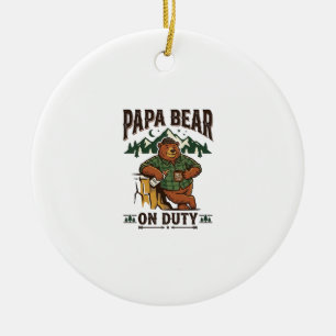 Vatertag Papa Bär Im Dienst Shirt Lustiges Tier Da Keramik Ornament