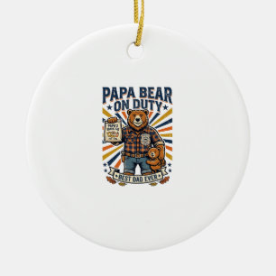 Vatertag Papa Bär Im Dienst Shirt Lustiges Tier Da Keramik Ornament