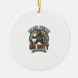 Vatertag Papa Bär Im Dienst Shirt Lustiges Tier Da Keramik Ornament