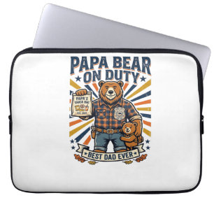 Vatertag Papa Bär Im Dienst Shirt Lustiges Tier Da Laptopschutzhülle