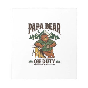 Vatertag Papa Bär Im Dienst Shirt Lustiges Tier Da Notizblock