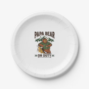Vatertag Papa Bär Im Dienst Shirt Lustiges Tier Da Pappteller