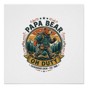 Vatertag Papa Bär Im Dienst Shirt Lustiges Tier Da Poster