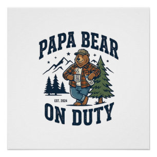 Vatertag Papa Bär Im Dienst Shirt Lustiges Tier Da Poster