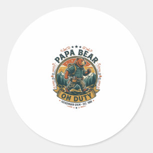 Vatertag Papa Bär Im Dienst Shirt Lustiges Tier Da Runder Aufkleber