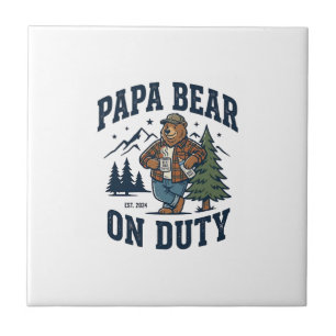 Vatertag Papa Bär Im Dienst Shirt Lustiges Tier Pa Fliese
