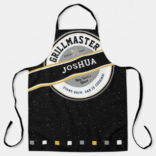 Vatertag Papa Grill Meister Schürze auf Schwarz
