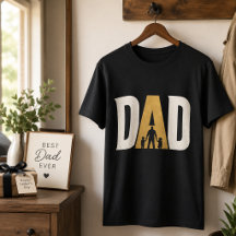 Vatertag Papa Silhouette mit Kindern Schwarz Gold