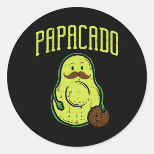 Vatertag Papacado Papa Avocado Funny Vegan Guac Runder Aufkleber