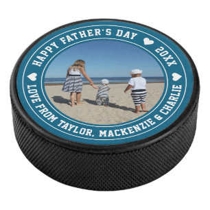 Vatertag Personalisiertes Foto und Text Eishockey Puck