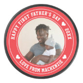 Vatertag Personalisiertes Foto und Text Eishockey Puck (Vorderseite)