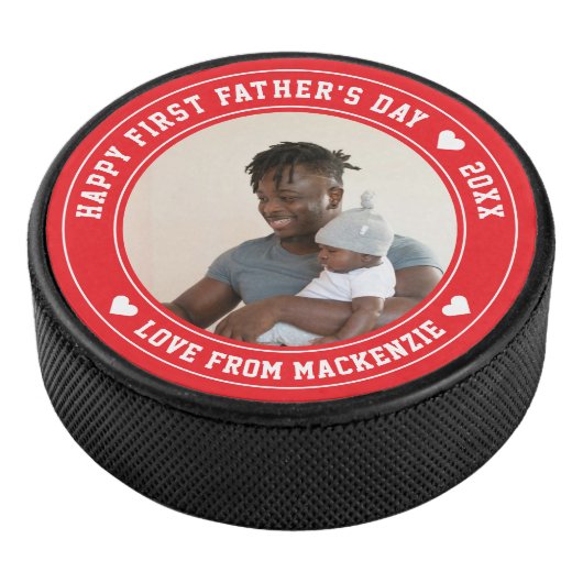 Vatertag Personalisiertes Foto und Text Eishockey Puck (3/4)