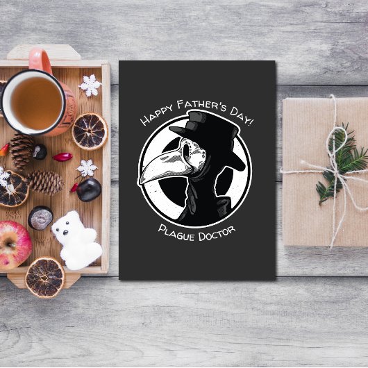 Vatertag Pest Ärztin Vogelmaske B/W Postkarte