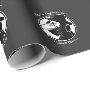 Vatertag Pest Ärztin Vogelmaske B/W Steampunk Geschenkpapier