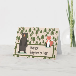 Vatertag Pine Tree Bären und Fuchs Karte