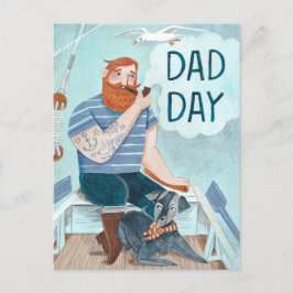 Vatertag Redbeard Captain auf einem Boot Postkarte