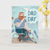 Vatertag Redbeard Kapitän auf einem Boot mit Hund Karte (Gelbe Blume)