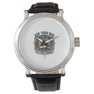 Vatertag Reparatur Papa T-Shirt Frag Deinen Papa E Armbanduhr