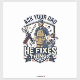 Vatertag Reparatur Papa T-Shirt Frag Deinen Papa E Aufkleber