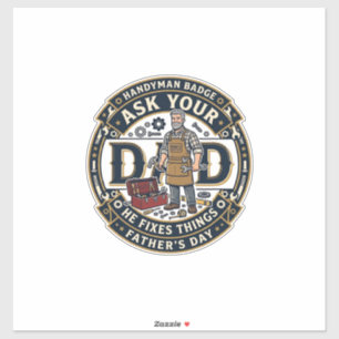 Vatertag Reparatur Papa T-Shirt Frag Deinen Papa E Aufkleber