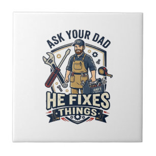 Vatertag Reparatur Papa T-Shirt Frag Deinen Papa E Fliese