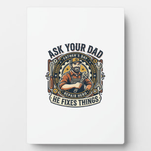 Vatertag Reparatur Papa T-Shirt Frag Deinen Papa E Fotoplatte
