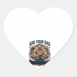 Vatertag Reparatur Papa T-Shirt Frag Deinen Papa E Herz-Aufkleber