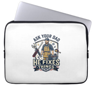 Vatertag Reparatur Papa T-Shirt Frag Deinen Papa E Laptopschutzhülle