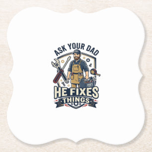 Vatertag Reparatur Papa T-Shirt Frag Deinen Papa E Untersetzer