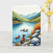 Vatertag River Dog Szene Karte (Gelbe Blume)