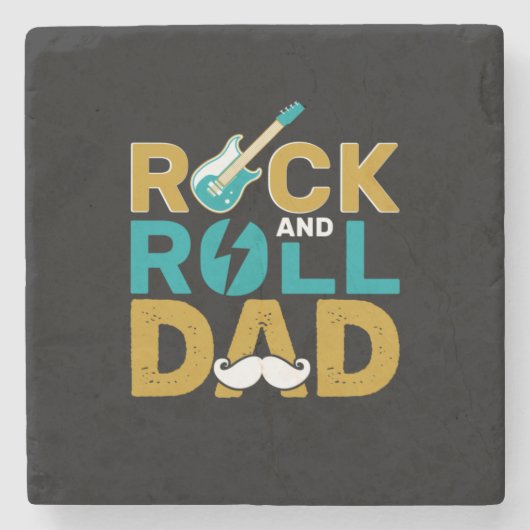 Vatertag Rock and Roll Vater Steinuntersetzer (Vorderseite)