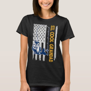 Vatertag Rollen Cool Papa Fish American Flag Vater T-Shirt