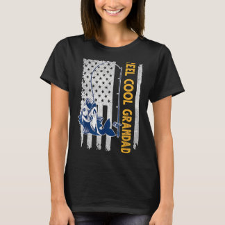 Vatertag Rollen Cool Papa Fish American Flag Vater T-Shirt