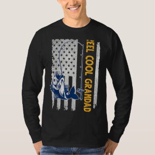 Vatertag Rollen Cool Papa Fish American Flag Vater T-Shirt