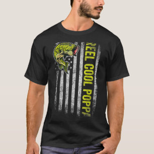 Vatertag Rollen Cool Papa Fish American Flag Vater T-Shirt