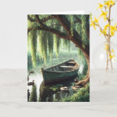 Vatertag-Ruderboot unter einer Weide Karte (Gelbe Blume)