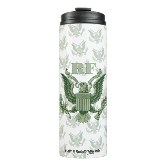 Vätertag Scramble Green Eagle Crest Monogramm Thermosbecher (Vorderseite)